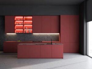 TWG Kücheninsel mit Seitenelement in Rot