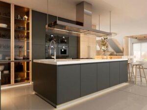 TWG Kücheninsel mit Seitenelement in Schwarz