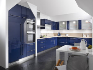 TWG Lack-Küche L-Form blau