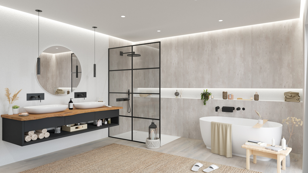 TWG SPA Nestis Nassraumplatte F 76026 CR Ceramico Rost - S 60036 SX Classic Beton – Bild 7