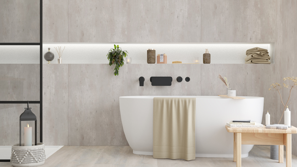 TWG SPA Nestis Nassraumplatte F 76026 CR Ceramico Rost - S 60036 SX Classic Beton – Bild 9