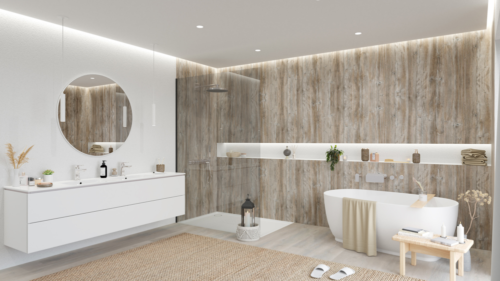 TWG SPA Nestis Nassraumplatte R 55004 RU Ponderosa Pine - R 20284 NW Wilton Oak White – Bild 4