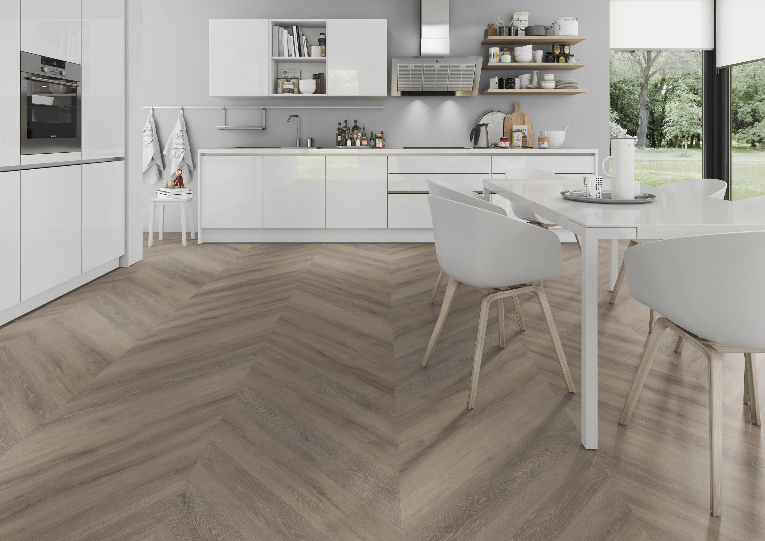 TWG Vinylboden Titan One 055 Chevron Gluedown Cerused Oak Dark Natural – Bild 5