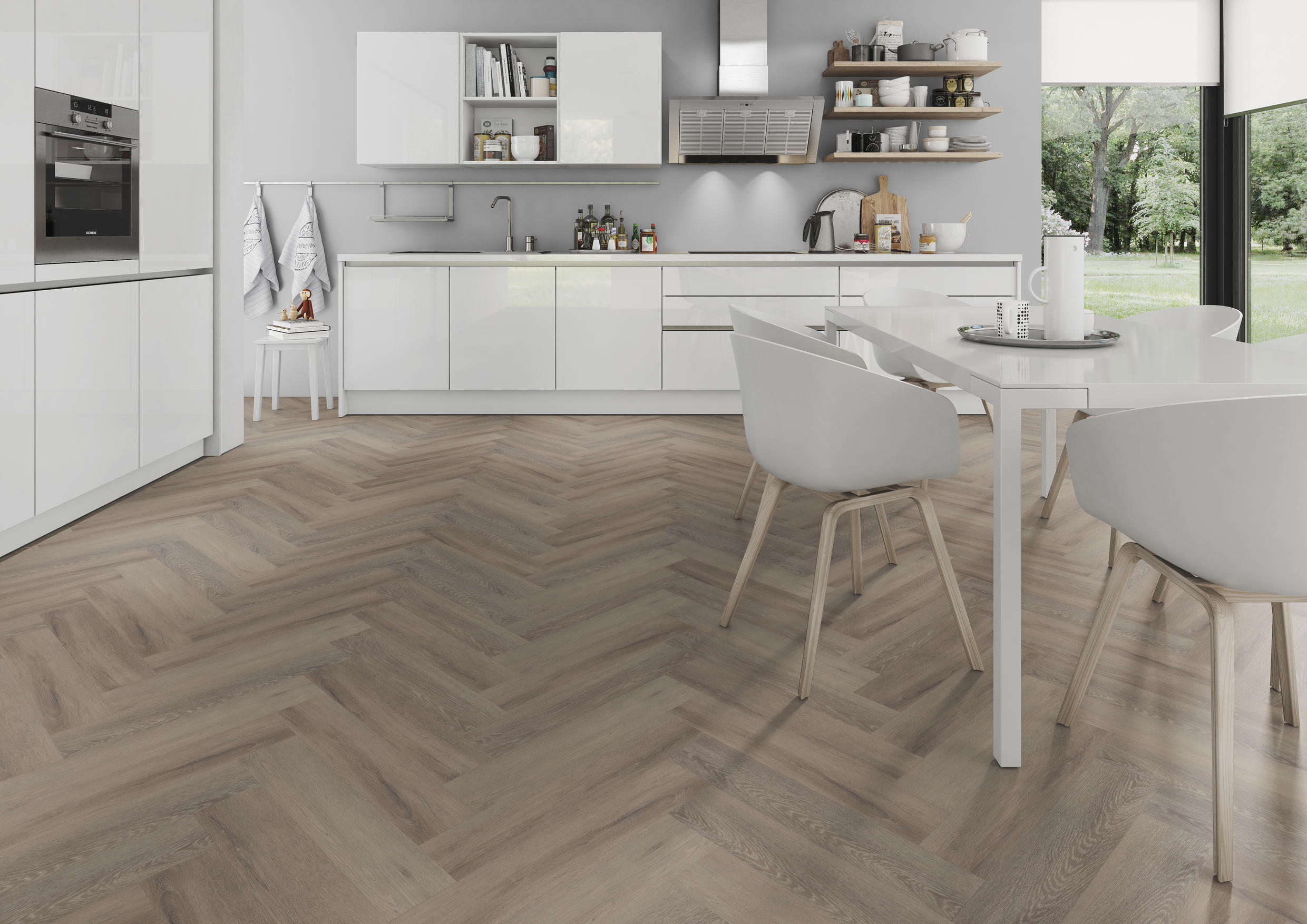 TWG Vinylboden Titan One 055 Fischgrät Gluedown Cerused Oak Dark Natural – Bild 5