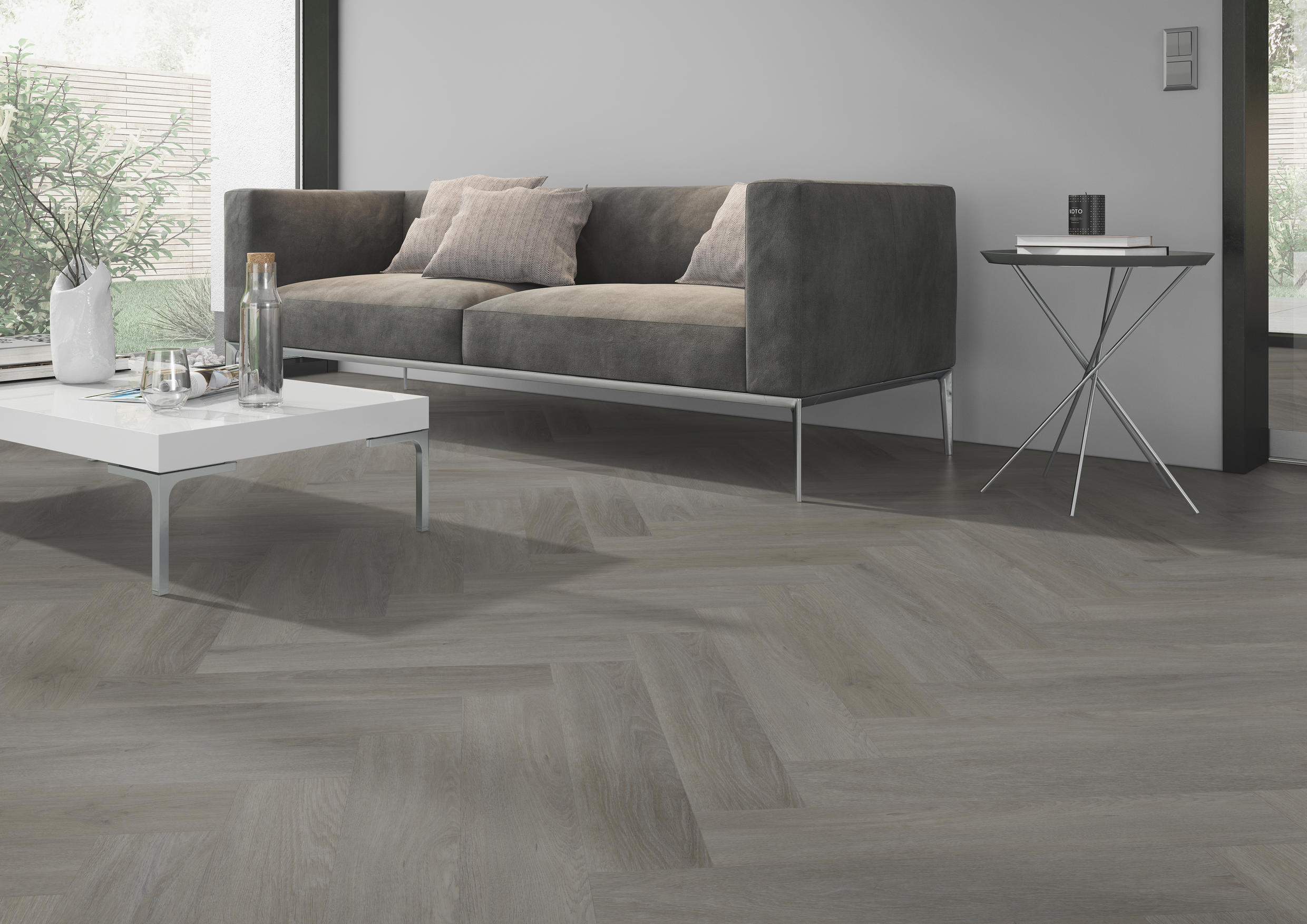 TWG Vinylboden Titan One 055 Fischgrät Gluedown English Oak Taupe – Bild 5